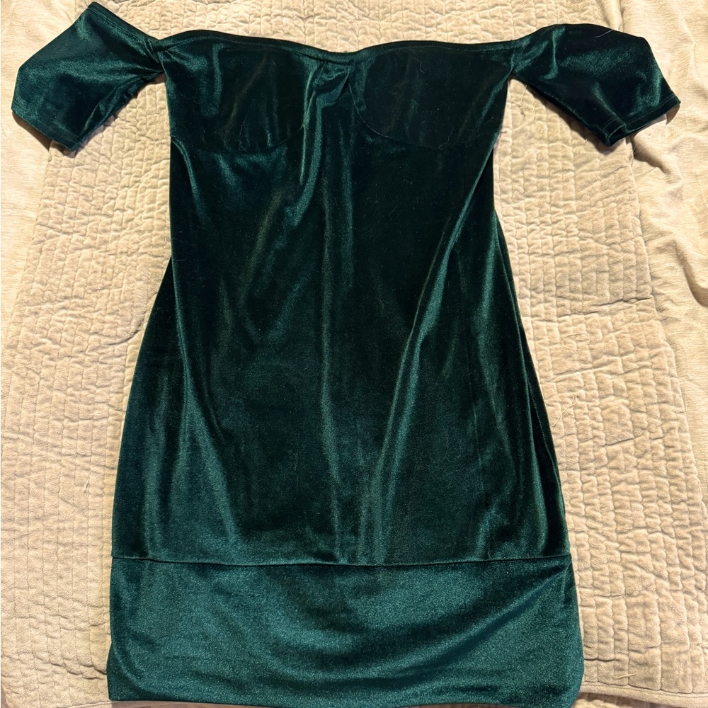 For love and lemons dark green velvet mini dress